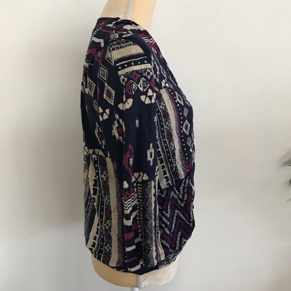 Lucky brand Patchwork Print Short 3/4 Sleeve Top - Picture 3 of 6